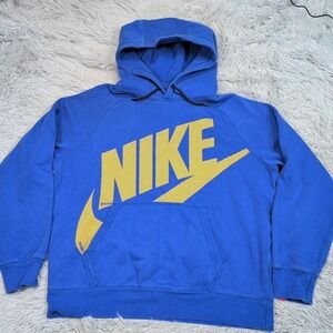 Vintage Nike Sweatshirt Mens L Blue Hoodie Center  Pocket‎ Athletic Street Wear